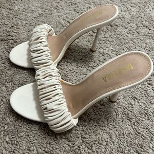 Miss Lola White Ruched Women's Heels